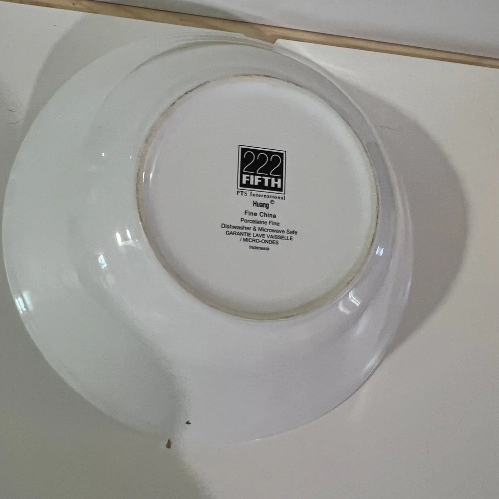 222 Fifth Huang Large Serving Bowl Floral‎ Design White Porcelain Fine China